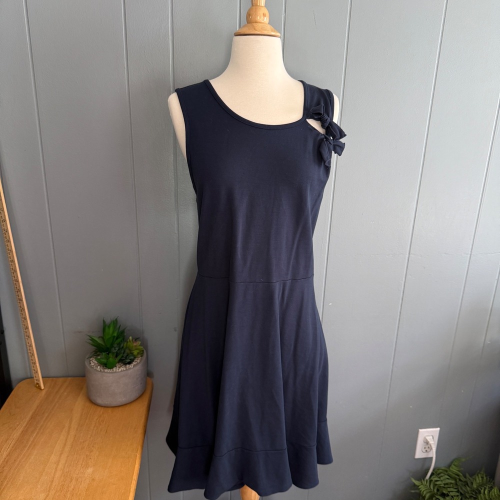 Banana Republic Navy Blue Sleeveless Bow Accent Fit & Flare Dress Size 14